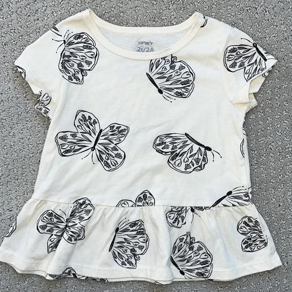 Butterfly T-Shirt Set - Purple, Pink, Girls size 2t summer short sleeve - Picture 2 of 4